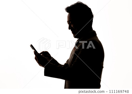 Businessman silhouette smartphone Businessman silhouette smartphone 111169748