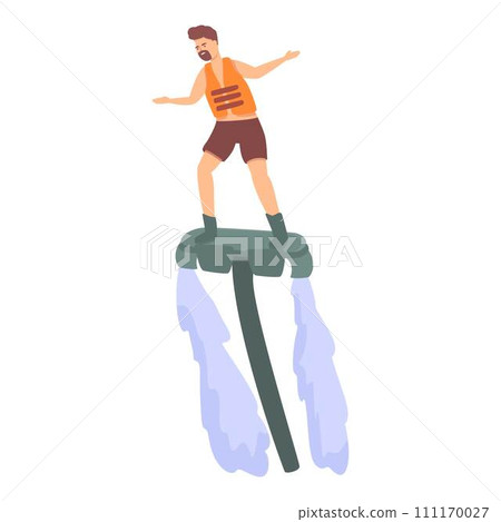 Jetpack flyboard icon cartoon vector. Summer sport. Action travel 111170027