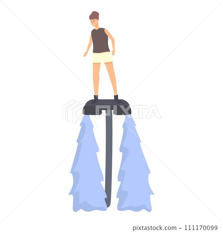 Woman flyboard icon cartoon vector. Sea sport. Action adventure Woman flyboard icon cartoon vector. Sea sport. Action adventure 111170099