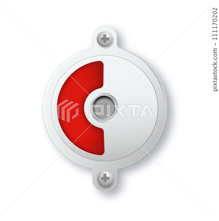 Toilet or restroom locks green and red round metal isolated on white. Occupied and Free. Regular public restroom door mechanism indicating. Vector Toilet or restroom locks green and red round metal isolated on white. Occupied and Free. Regular public restroom door mechanism indicating. Vector 111170202