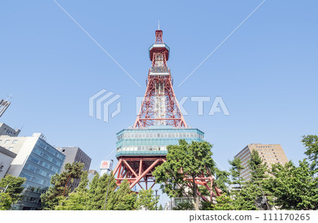 Sapporo City, Hokkaido, Sapporo TV Tower and surrounding cityscape on a clear day 111170265