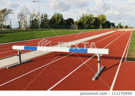Empty stadium with barrier obstacle 111170498