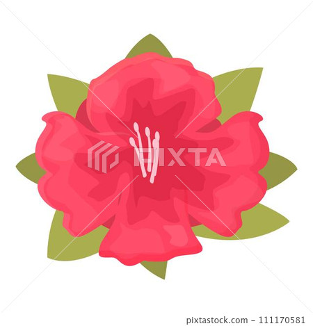 Rhododendron flower icon cartoon vector. Floral plant. Summer flora Rhododendron flower icon cartoon vector. Floral plant. Summer flora 111170581