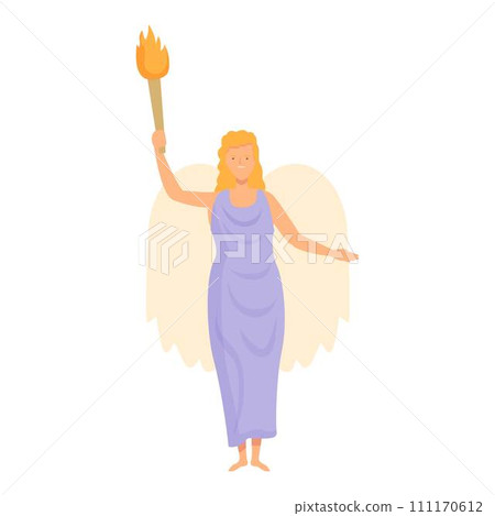 Hestia icon cartoon vector. Greek god. Minerva myth Hestia icon cartoon vector. Greek god. Minerva myth 111170612