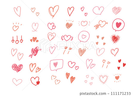 Handwritten various hearts set Handwritten various hearts set 111171233