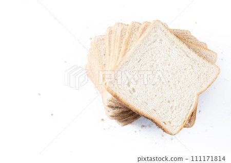 Sliced white bread isolated on white background. Sliced white bread isolated on white background. 111171814