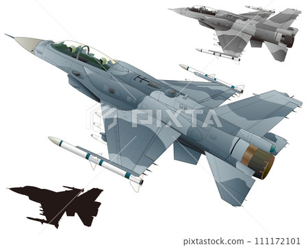 F-16單引擎噴射戰鬥機，配備CFT貼身戰車（黑色輪廓，包括單色版本） 111172101