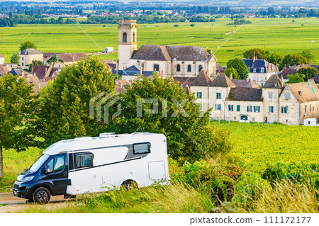 Camper in Pommard village, Burgundy in France. 111172177