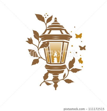 vintage lanterns with floral and butterfly 111172515