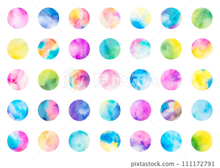 Watercolor colorful round texture (transparent PNG) 111172791