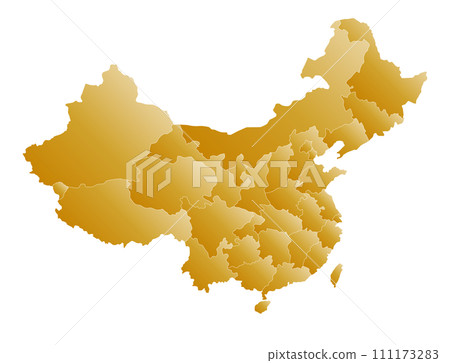 中國和台灣地圖設計，金色，有省（市/區）邊界 111173283