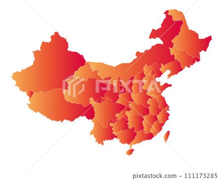 China and Taiwan map design, bright red, with provincial (city/district) boundaries 111173285
