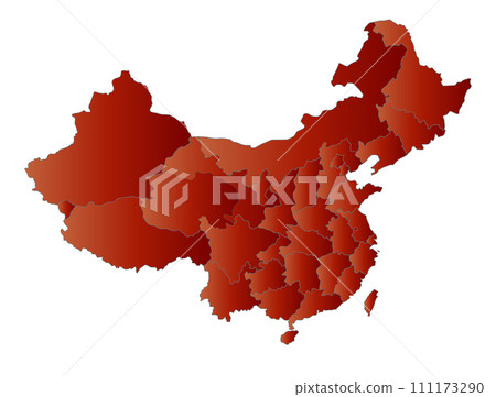 中國和台灣地圖設計，沉穩紅色，有省（市/區）邊界 111173290