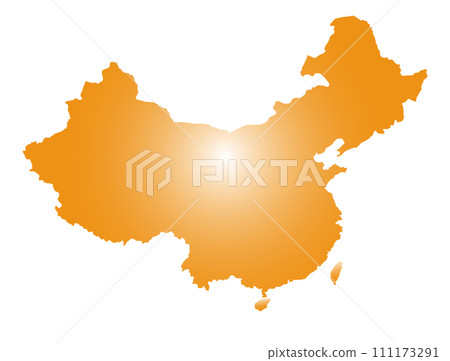 中國和台灣地圖，發光的圖像圖標，繁榮和亮度 111173291