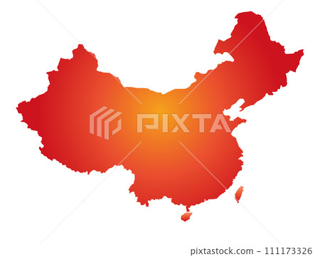 中國和台灣地圖、紅色圖標和符號 111173326
