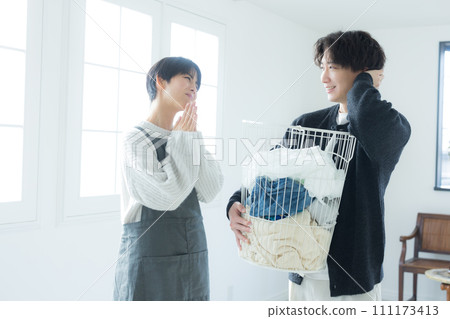 Couple doing housework Couple doing housework 111173413