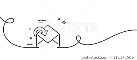 Receive Mail download line icon. Continuous one line with curl. Incoming Messages correspondence sign. E-mail symbol. Receive Mail single outline ribbon. Loop curve pattern. Vector Receive Mail download line icon. Continuous one line with curl. Incoming Messages correspondence sign. E-mail symbol. Receive Mail single outline ribbon. Loop curve pattern. Vector 111173509