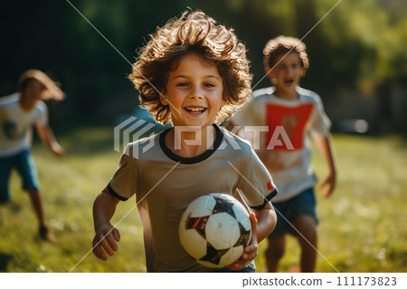 Coach explaining the game plan for kids team, Generative AI 111173823