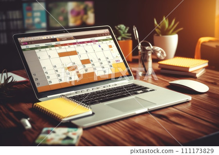Stock image of a content calendar for planning, Concept of daily planning 111173829