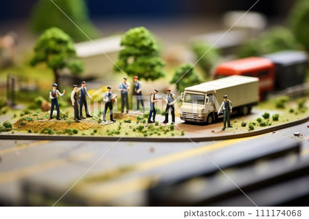 Miniature model a europe group of employees are sitting in a meeting Miniature model a europe group of employees are sitting in a meeting 111174068