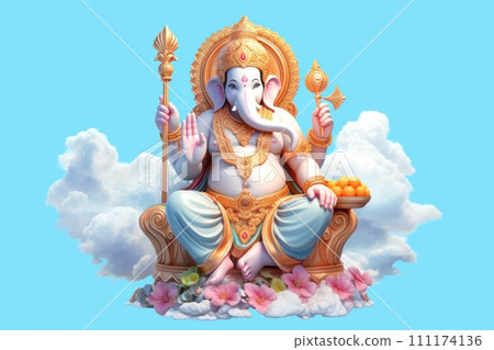 Illustration of Ganesh Chaturthi, the Hindu god Ganesha 111174136