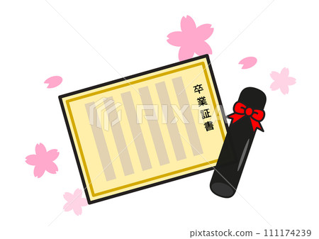 Diploma and cherry blossoms Diploma and cherry blossoms 111174239