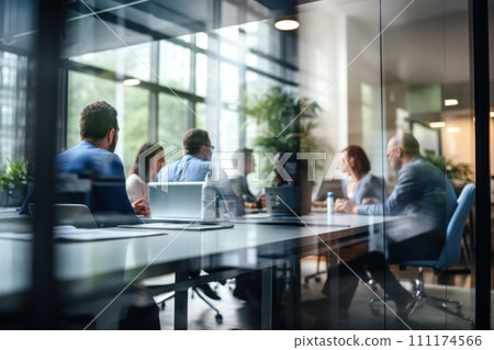 Office looking trough blurry glass, steel and modern Office looking trough blurry glass, steel and modern 111174566