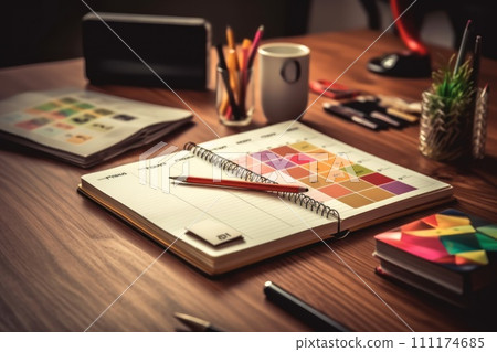 Stock image of a content calendar for planning, Concept of daily planning 111174685