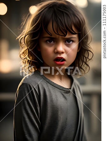 Angry child portrait artificial light maximum detail Angry child portrait artificial light maximum detail 111175003
