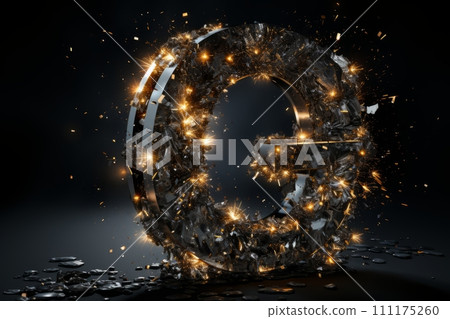 AI-generated content. Volumetric capital letter G made of metal. Effect of metal heated for forging, with flames and smoke. Workpiece for spectacular 3D text. Mockup. Isolated on black. AI-generated content. Volumetric capital letter G made of metal. Effect of metal heated for forging, with flames and smoke. Workpiece for spectacular 3D text. Mockup. Isolated on black. 111175260