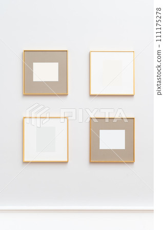 Transform space into an art gallery with modern picture frames. white design and empty templates create blank canvas for images or artwork. Whether in home or office. 111175278