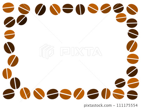 Illustration of a frame with various roasted coffee beans arranged 111175554