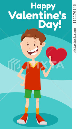 cartoon boy with heart Valentines Day card design cartoon boy with heart Valentines Day card design 111176146