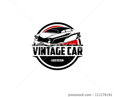 silhouette vector logo of old mercury coupe car isolated on white background seen from side. best for the car industry. illustrations available in eps 10. silhouette vector logo of old mercury coupe car isolated on white background seen from side. best for the car industry. illustrations available in eps 10. 111176192