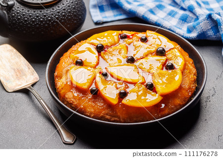 Sweet cake with orange slices 111176278