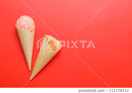 Ice cream in delightful waffle cones 111176312