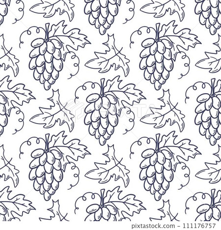 Vine branches ink sketch seamless pattern 111176757