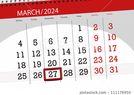 Calendar 2024, deadline, day, month, page, organizer, date, March, wednesday, number 27 Calendar 2024, deadline, day, month, page, organizer, date, March, wednesday, number 27 111176950