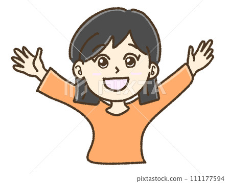 A woman who is overjoyed with her arms outstretched A woman who is overjoyed with her arms outstretched 111177594