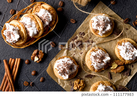 Nut cookies. Homemade shortbread cookies with meringue Nut cookies. Homemade shortbread cookies with meringue 111177983