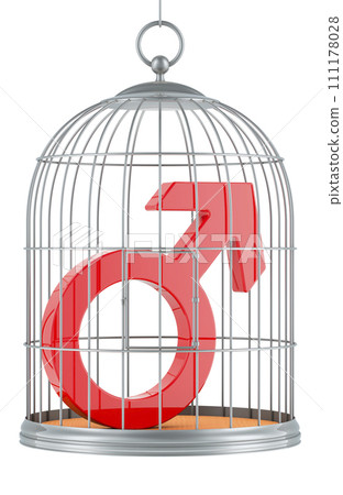 Bird cage with male gender symbol, 3D rendering Bird cage with male gender symbol, 3D rendering 111178028