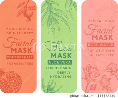 Labels and emblems for facial mask products vector 111178139
