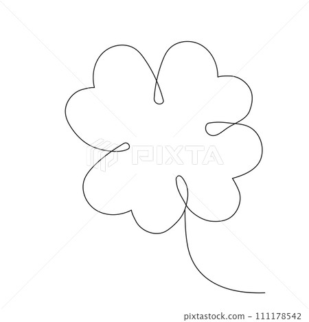 Clover celtic lucky symbol continuous line art traditional decorative leaf isolated on white. Patrick day holiday. 111178542