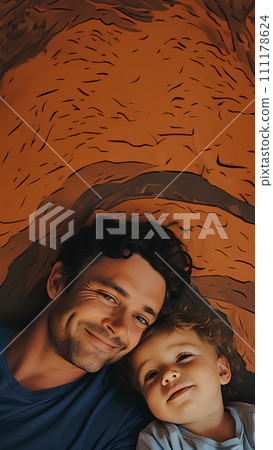 Heart-warm picture of father and son smiling happily. There is a copy space for entering text suitable for presenting warm family topics. The love between father and son is the strongest relationship. Heart-warm picture of father and son smiling happily. There is a copy space for entering text suitable for presenting warm family topics. The love between father and son is the strongest relationship. 111178624