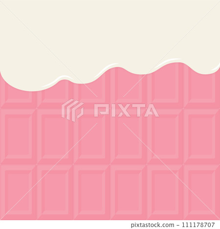 Pink chocolate bar and white chocolate sauce - Valentine's Day/White Day design material - Square Pink chocolate bar and white chocolate sauce - Valentine's Day/White Day design material - Square 111178707