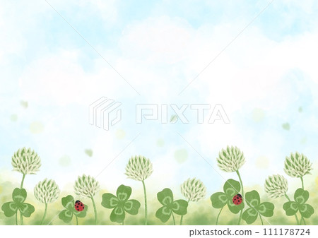 水彩畫的三葉草的背景插圖 水彩畫的三葉草的背景插圖 111178724