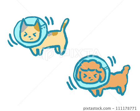 坐著的貓和狗的插圖 111178771