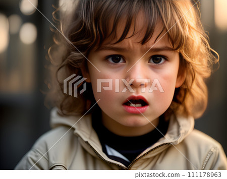 Fiery child portrait cozy light meticulous cinematic 111178963