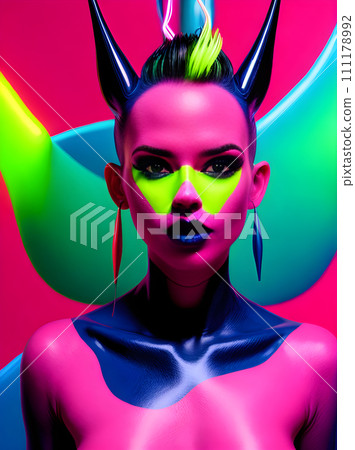 Gifts: painted background 3D shadows neon. 111178992