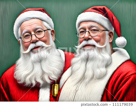 Festive Santa rain paints pastel papercut. 111179039